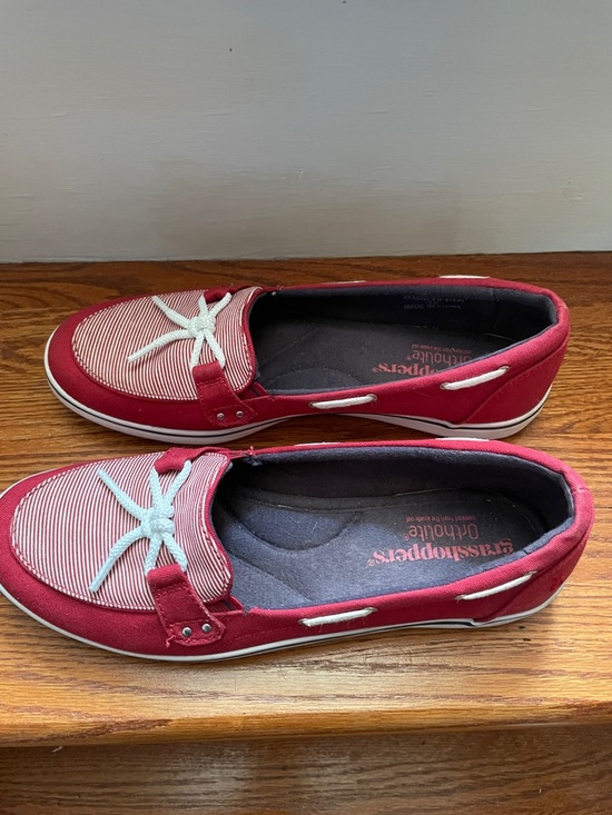 Grasshoppers Shoes - Grasshoppers 7 7.5M Women's Red & White Slip-On Keds style Boat Shoes Clean!